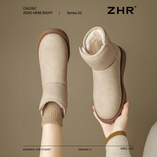 ZHR则则加绒保暖雪地靴真皮棉靴2024冬季新款防滑棉鞋运动休闲鞋 商品图3