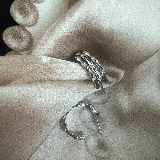 LHWINDSOR 小众竹节复古冷淡风多层设计耳钉戒指项链手链套装 商品图7