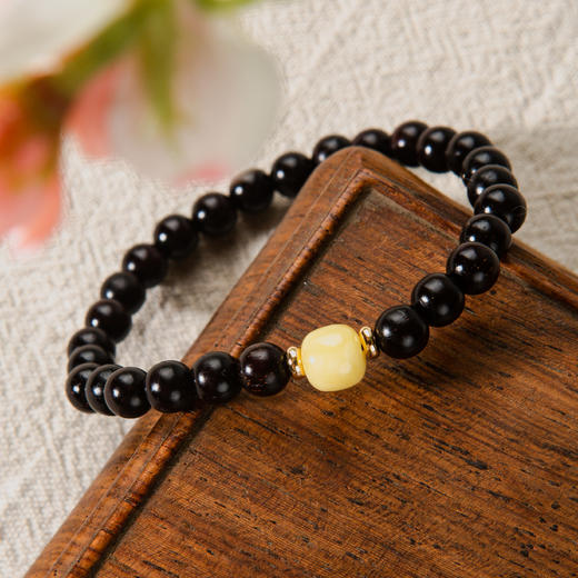 蜜蜡顶珠清代檀香紫檀家居老料制手串直径0.6cm 商品图4