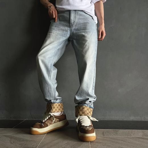 G家 新款老花翻边logo提花牛仔长裤（JN） 商品图1