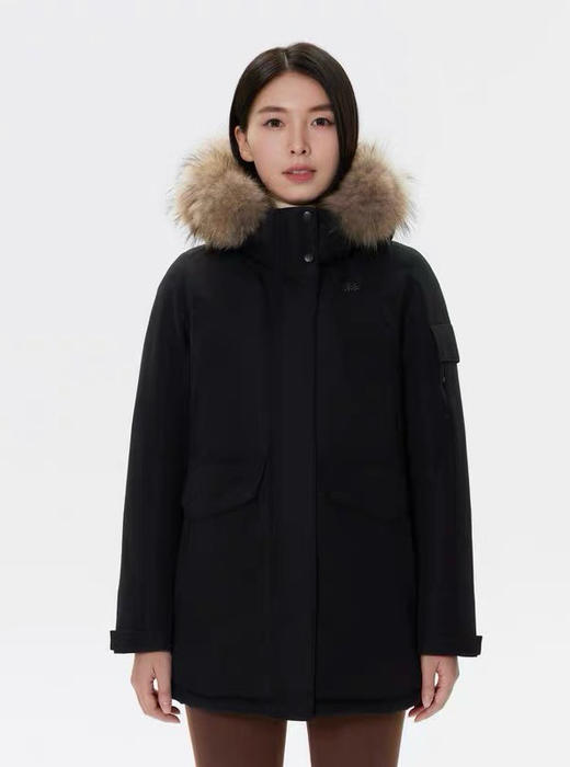 仅黑L一件 亏清不退 两棵树 纯圆正 女款极光羽绒服 炒鸡暖 大毛领灰鹅绒 扛风挡雨带收腰 商品图9