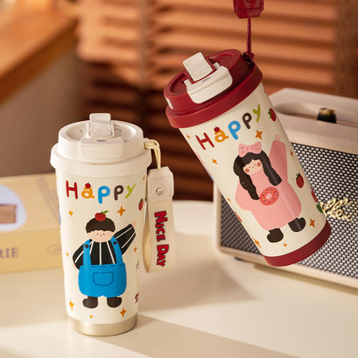 摩登主妇 咖啡保温杯乔迁新居伴手礼便携水杯可爱杯子情侣对杯礼盒 商品图1