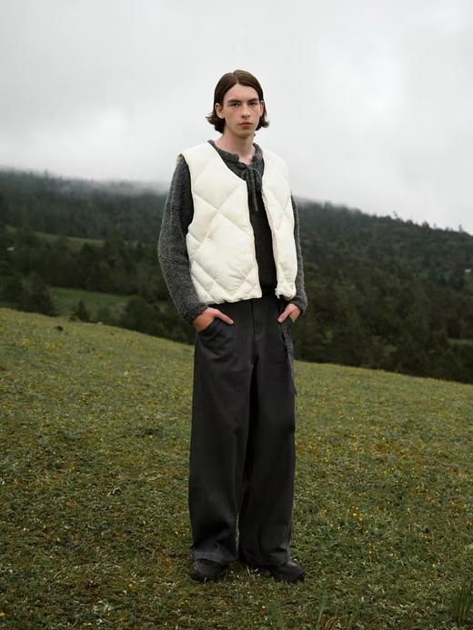 Evistub/E-4QMY729/羊毛混纺绞花复古保暖弹力宽松套头系带圆领毛衣 商品图1