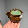 仿古草木灰釉古朴太湖石宝瓶手抓壶龙泉窑高端功夫茶具家用泡茶器本土斋-鱼藻纹手抓壶150ML 商品缩略图0