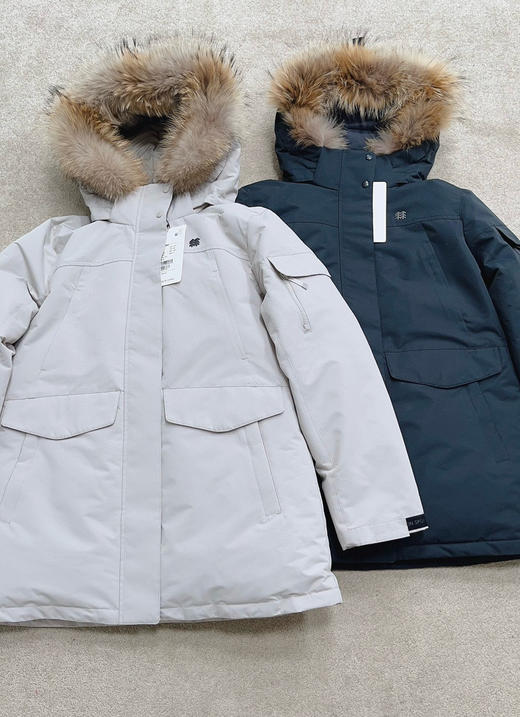 仅黑L一件 亏清不退 两棵树 纯圆正 女款极光羽绒服 炒鸡暖 大毛领灰鹅绒 扛风挡雨带收腰 商品图14