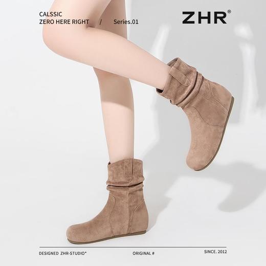 ZHR则则复古堆堆靴女2024新款内增高洋气小短靴加绒时尚绒面女靴 商品图6