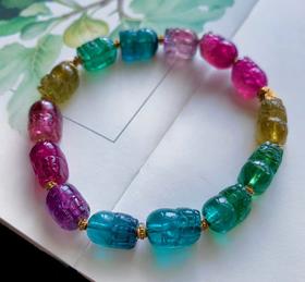 7mm-8mm单圈彩虹貔貅碧玺手链