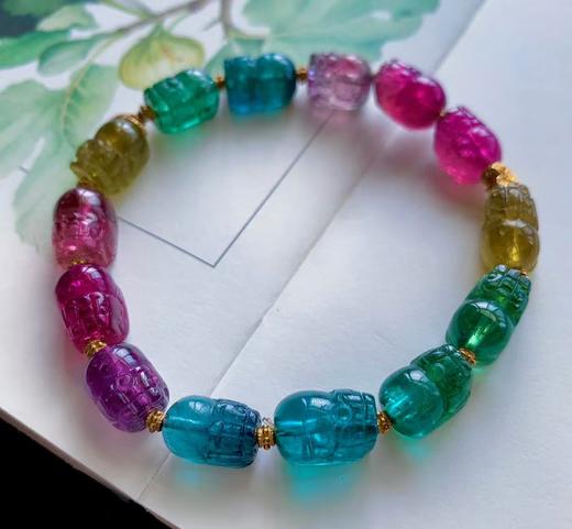 7mm-8mm单圈彩虹貔貅碧玺手链 商品图0