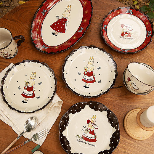 摩登主妇赫拉兔餐具碗碟家用2024款陶瓷盘子乔迁新居新年生日礼物 商品图3