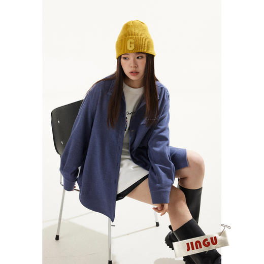 2024新品~白标家微胖定制胸前口袋加厚翻领衬衫外套女冬季大码上衣 商品图1