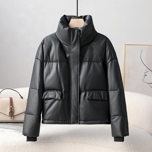 丁摩新款海宁加厚短款绵羊皮真皮羽绒服女宽松外套高端ALz2401 商品图5