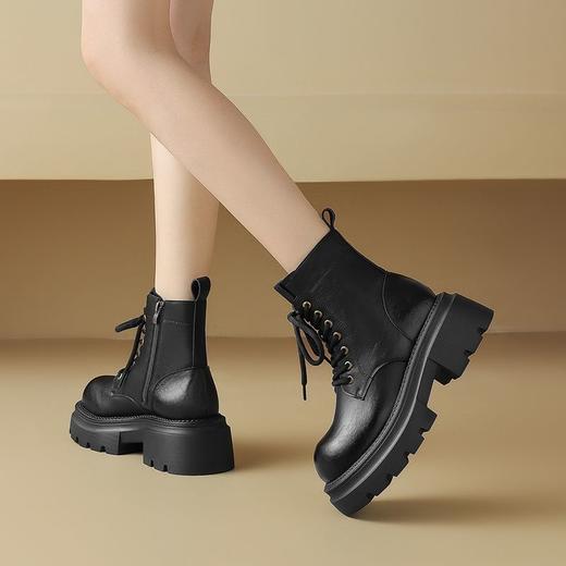 ZHR则则厚底马丁靴英伦小短靴洋气百搭女靴2024新款加绒保暖靴子 商品图7