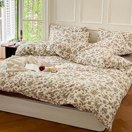 【天竺棉田园碎花四件套】印花针织四件套天竺棉四件套田园碎花卡通床品套件 商品图1