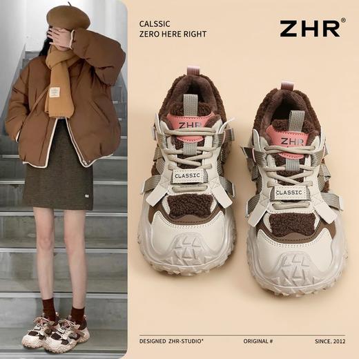 ZHR则则加绒厚底运动休闲鞋女冬季雪地靴保暖棉鞋大头增高老爹鞋 商品图0