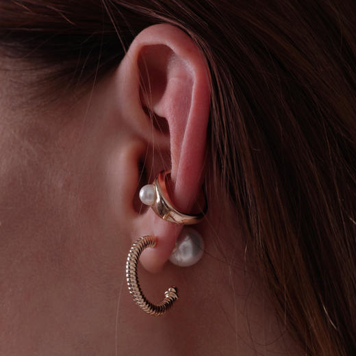 LHWINDSOR 小珍珠耳骨夹贝珠C型简约气质无耳洞复古耳饰高级感耳挂 商品图2