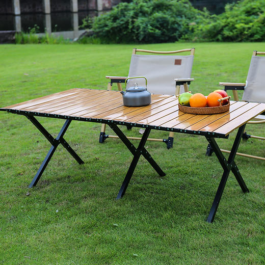 徽羚羊 云随 碳钢木纹蛋卷桌  120cm HLY-YYTC-22109 商品图1