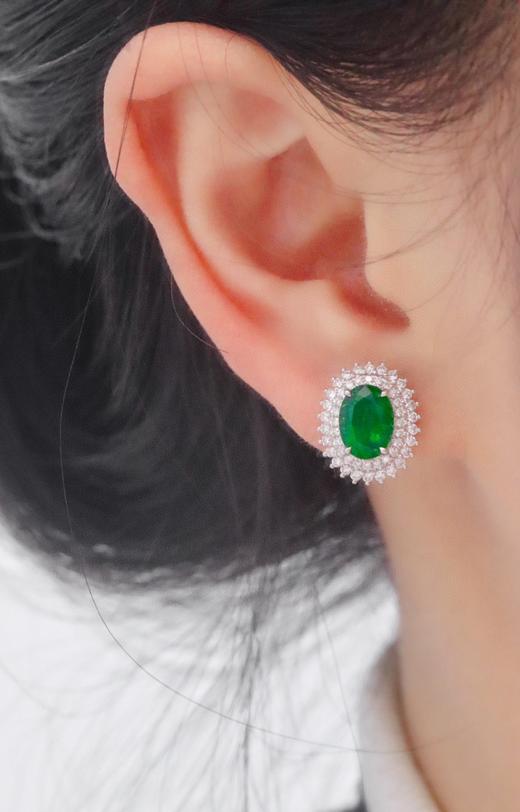 2.2ct刻面祖母绿耳钉 商品图3