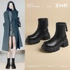 ZHR则则复古圆头粗跟短靴女2024秋冬新款英伦风加绒保暖棉靴增高 商品缩略图0