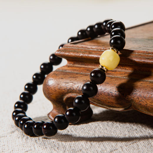 蜜蜡顶珠清代檀香紫檀家居老料制手串直径0.6cm 商品图3