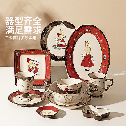 摩登主妇赫拉兔餐具碗碟家用2024款陶瓷盘子乔迁新居新年生日礼物 商品图2