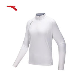 【S断码】安踏加绒长袖t恤女冬季新款半拉链立领套头运动上衣卫衣162517401【无货退款，介意勿拍】