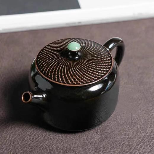 【清仓特惠7.5折，仅2个，无货退款】窑青瓷跳刀黑釉茶壶项世豪纯手工泡茶壶陶瓷乌金釉高端茶具本土斋-墨玉玉珠壶200ML 商品图0