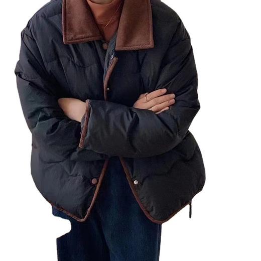 丁摩 撞色小香风翻领东大门羽绒服女短款休闲百搭外套4ZF- 9251 商品图4