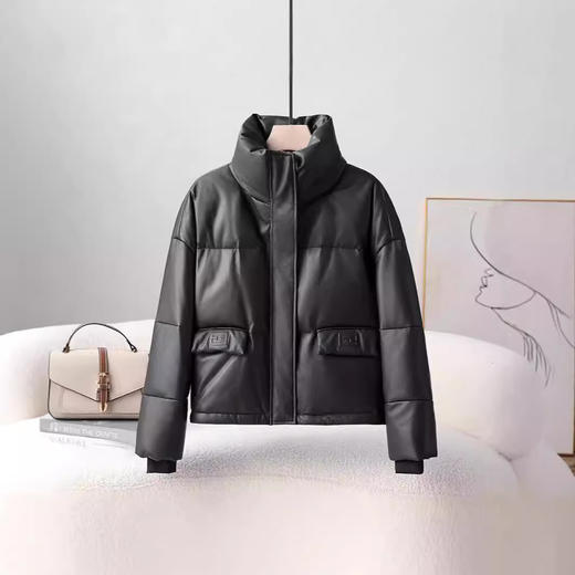 丁摩新款海宁加厚短款绵羊皮真皮羽绒服女宽松外套高端ALz2401 商品图0