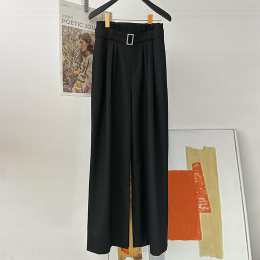 【顺丰包邮】43128 洛诗琳秋季新款黑色垂感阔腿拖地西装裤816 商品图3