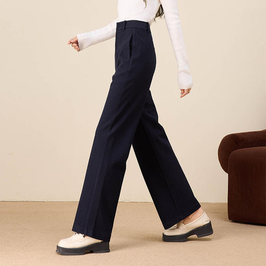 雀说羊毛混纺升级版加厚直筒小阔腿腿精休闲女裤通勤百搭时髦ALFC12636 商品图1