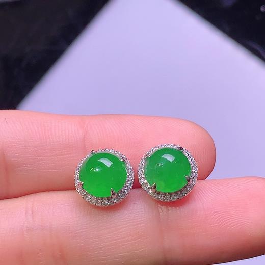 蛋面翡翠耳钉 商品图3