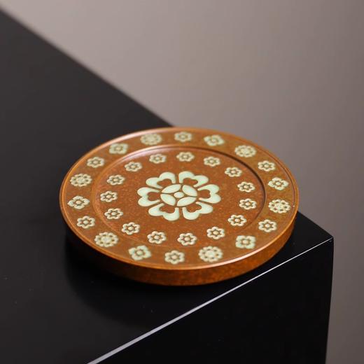 【特惠6折，仅1件，无货退款】草木灰釉唐代琵琶纹小盖置杯垫放盖子的盖托功夫茶具中式家用本土斋-宝相壶承/杯垫（圆）11.4CM【不支持补差，非质量问题不退不换】S 商品图2