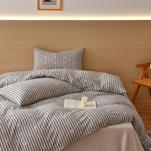 【天竺棉提花格子四件套】全棉针织棉四件套提花格子天竺棉床品件套提花针织 商品图6