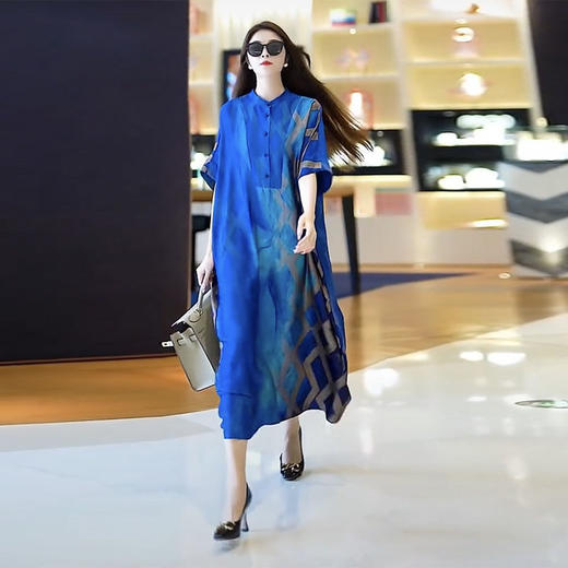 雀说阔太太高端高贵气质连衣裙夏季新款宽松时尚连衣裙AL8391H 商品图3