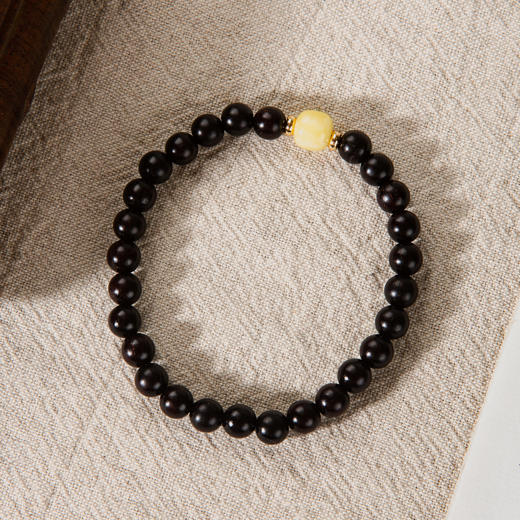 蜜蜡顶珠清代檀香紫檀家居老料制手串直径0.6cm 商品图0