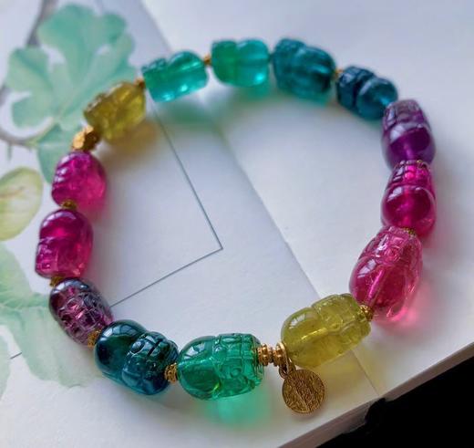 7mm-8mm单圈彩虹貔貅碧玺手链 商品图2