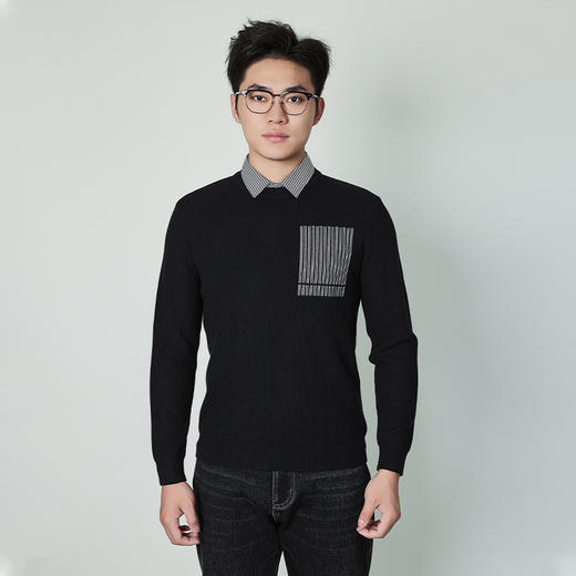 【断码清仓】HX 冬季衬衣领毛衫斯文大方S107444213101 商品图1