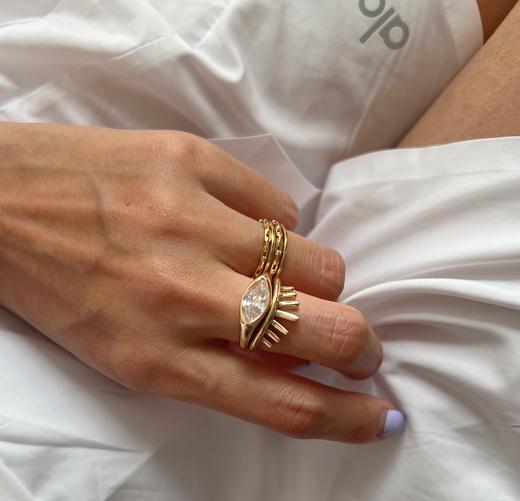 LHWINDSOR 长睫毛两枚组合戒指眼睛造型叠戴复古小众指环 商品图6