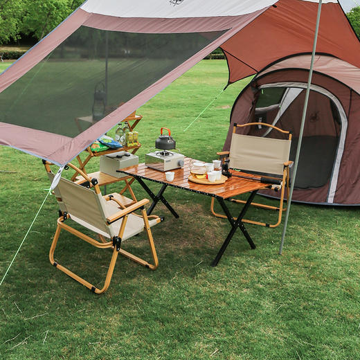 徽羚羊 云随 碳钢 木纹蛋卷桌 90cm HLY-YYTC-22108 商品图2