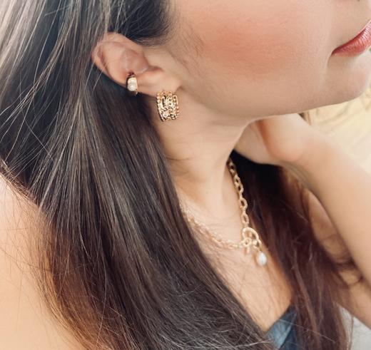 LHWINDSOR 小珍珠耳骨夹贝珠C型简约气质无耳洞复古耳饰高级感耳挂 商品图5