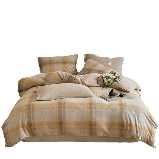 【天竺棉提花格子四件套】全棉针织棉四件套提花格子天竺棉床品件套提花针织 商品图4