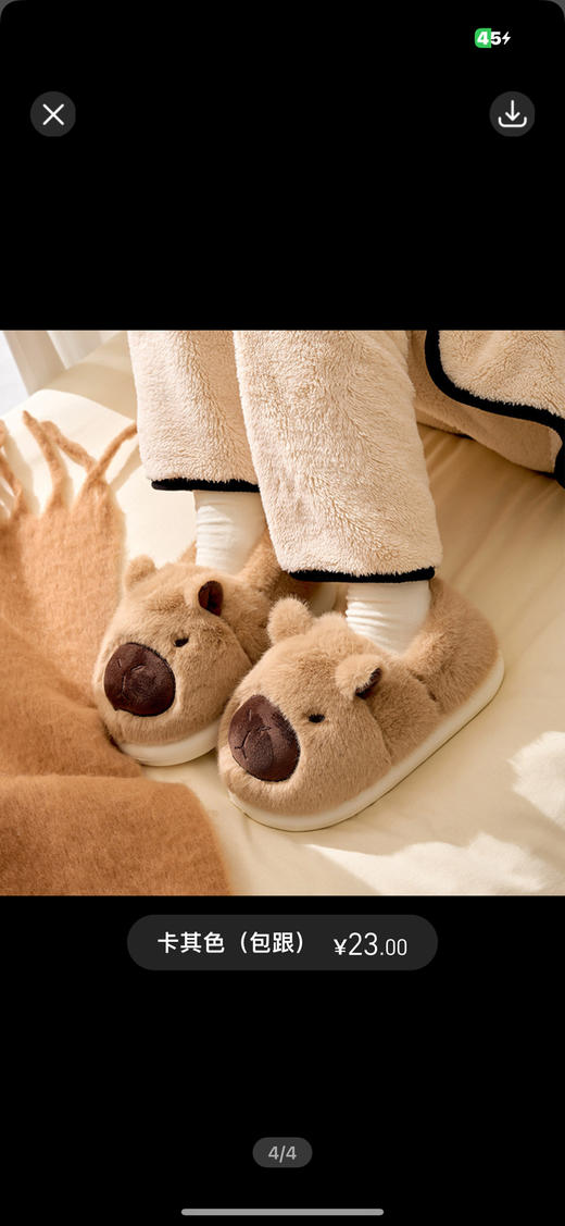 【团购】毛毛鞋 卡皮巴拉包根棉鞋 拖鞋 冬天家用居家防滑保暖 家居鞋 丑萌半拖棉鞋 商品图3