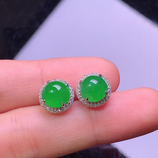 蛋面翡翠耳钉 商品图2