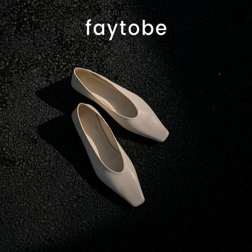 faytobe极简方头僧侣鞋25早春胎牛皮浅口单鞋小众设计豆豆鞋 商品图2