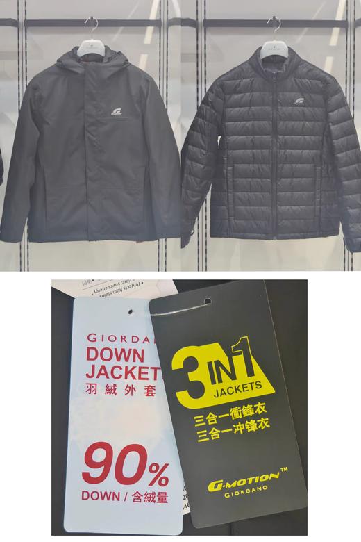 佐丹奴男装2024新款防风防水保暖【三合一】外套01074603 商品图7