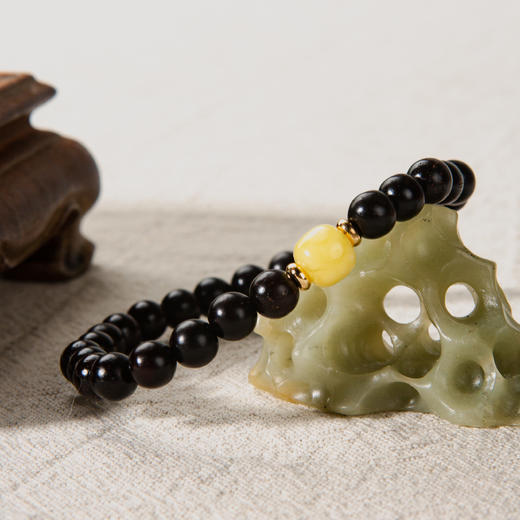 蜜蜡顶珠清代檀香紫檀家居老料制手串直径0.6cm 商品图6