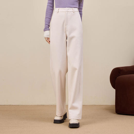 雀说羊毛混纺升级版加厚直筒小阔腿腿精休闲女裤通勤百搭时髦ALFC12636 商品图3