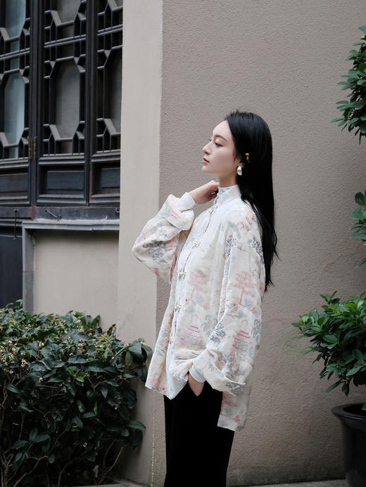 盛唐牡丹| 如意湖亭丝绒花扣外套-白色 商品图6