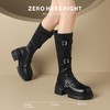 ZHR多排扣潮流长筒靴女2024秋冬新款复古骑士靴厚底西棕色牛仔靴 商品缩略图9