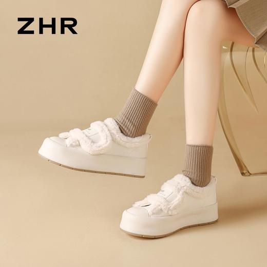 ZHR则则加绒厚底棉鞋魔术贴圆头女鞋毛毛鞋冬季新款ins百搭休闲鞋 商品图9